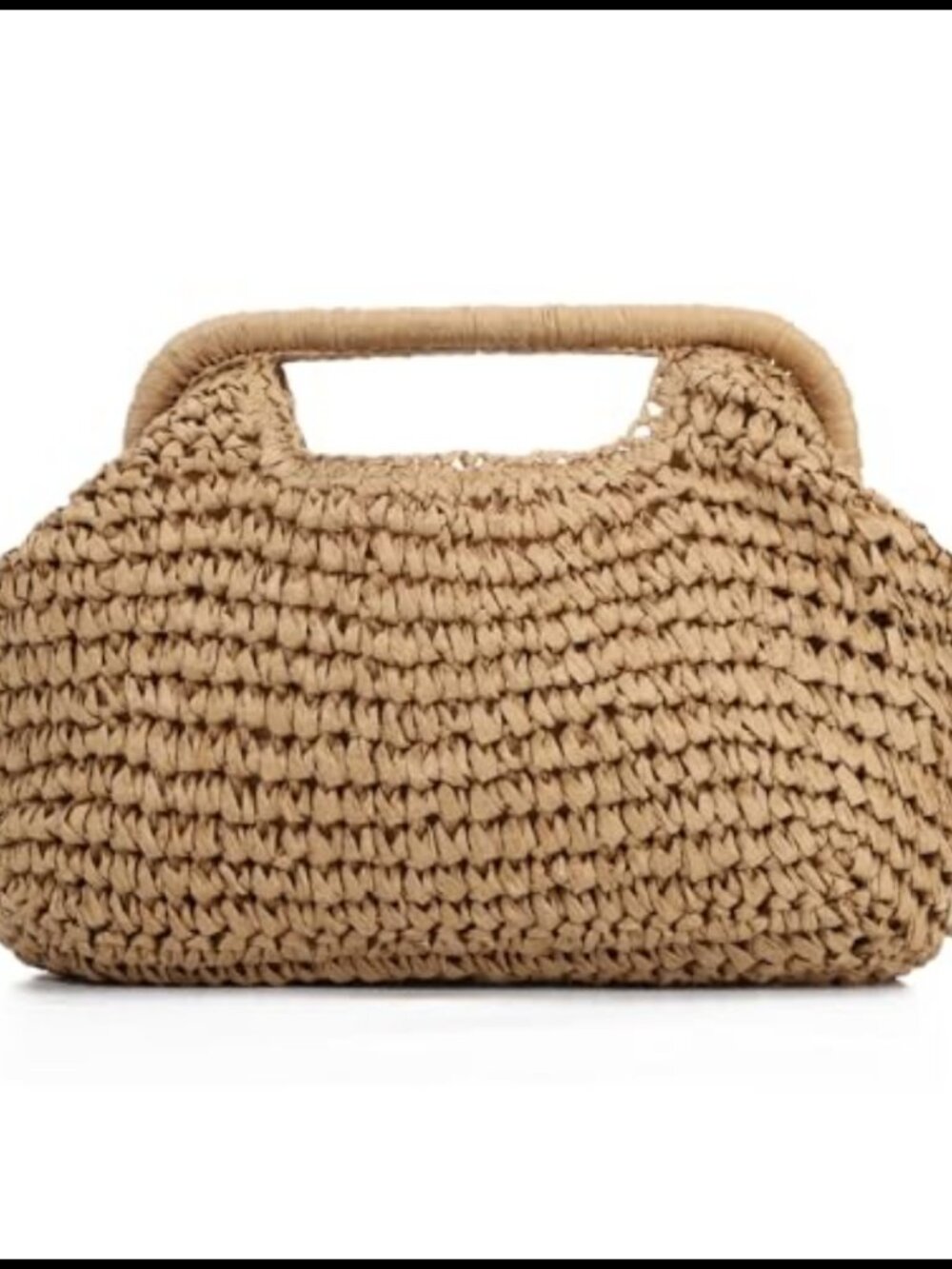 Handmade Paper Rope Straw Clutch Dumpling Bag Detachable Chain Convertible